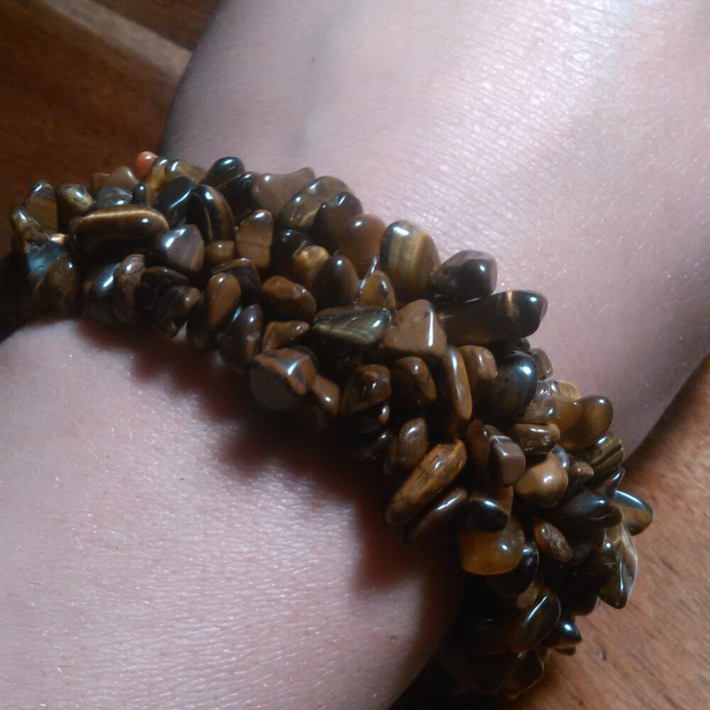 Yellow Tiger's Eye Chips Stretch Bracelet